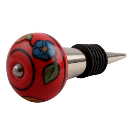 Blue Sunflower Ceramic Wine Stopper (Pack Of One Piece)